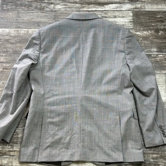 Stafford Gray Plaid Men Blazer , 44 Regular Classic Fit
